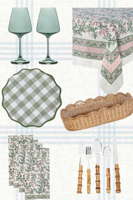 Spring Outdoor dining scheme- green and white with pops of pastel pink! 