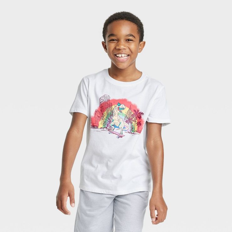 Boys' Short Sleeve Skateboarding Graphic T-Shirt - Cat & Jack™ White | Target
