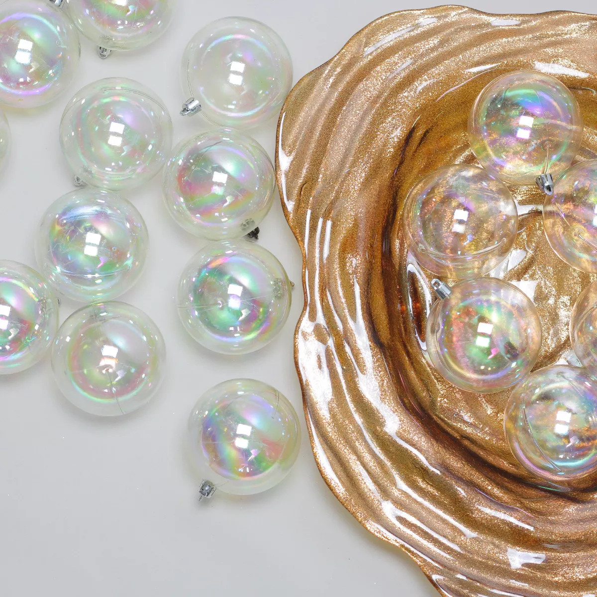 Northlight 32ct Shatterproof Iridescent Shiny Christmas Ball Ornament Set 3.25" - Clear | Target