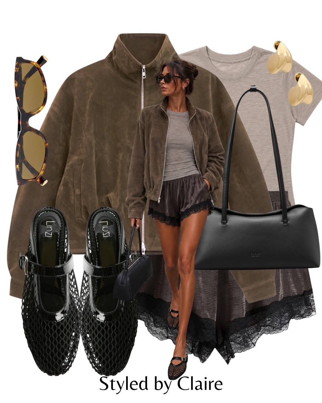 SUEDE FUNNEL NECK JACKET❤️‍🔥❤️‍🔥
Tags: Autumn outfit inspo couture club satin shiny lace trim shorts mesh ballet flat mules sheer top Maebe store Freja New York shoulder bag miu miu sunglasses fashion cool girl city break

#LTKautumn #LTKstyletip #LTKshoes