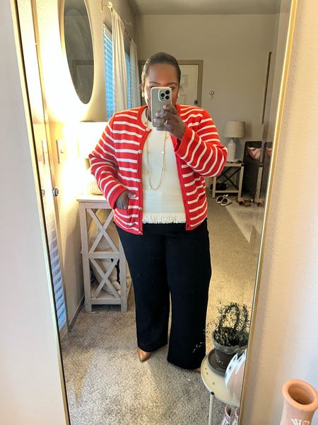 It’s a rainy day here in the ‘sip so for my Tuesday workwear OOTD I decided to wear my stripe J. Crew cardigan - I’m wearing the XXL. Lots of sales going on so be sure to check out my LTK posts through out the day to shop! Xo 

@leliassoutherncharm / lady cardigan / H&M / Target style / pumps / GRWM 

#LTKxTarget #LTKworkwear #LTKstyletip