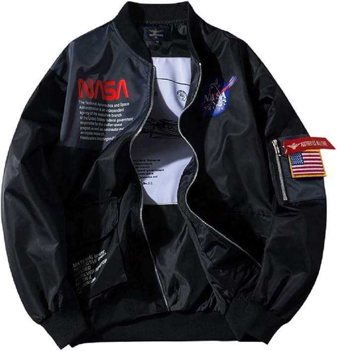 CORIRESHA Mens Apollo NASA Patches Slim Fit Bomber Jackets Windbreaker | Amazon (US)