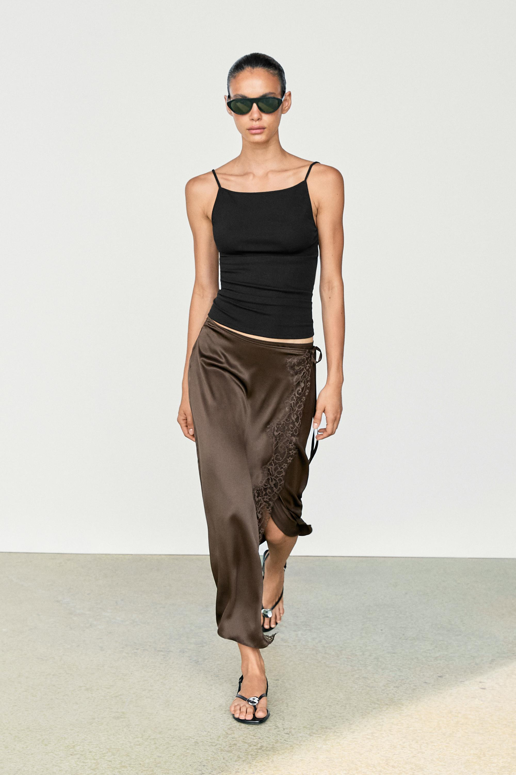 Cotton blend camisole top | Massimo Dutti US