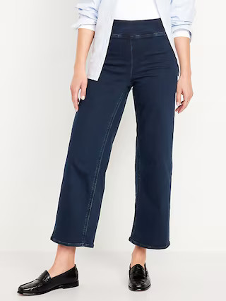 High-Waisted Weekender Pull-On Crop Wide-Leg Jeans | Old Navy (US)