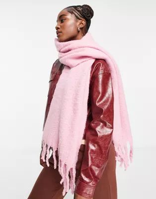Boardmans fluffy woven scarf in pink | ASOS (Global)