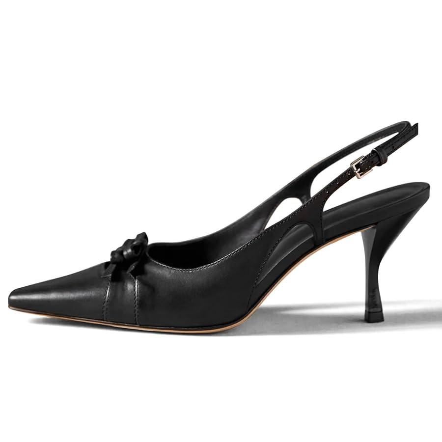 Slingback Kitten Heels for Women Pointed Toe Bow Pumps Cute Low Heel Stiletto Heeled Sandals Comf... | Amazon (US)