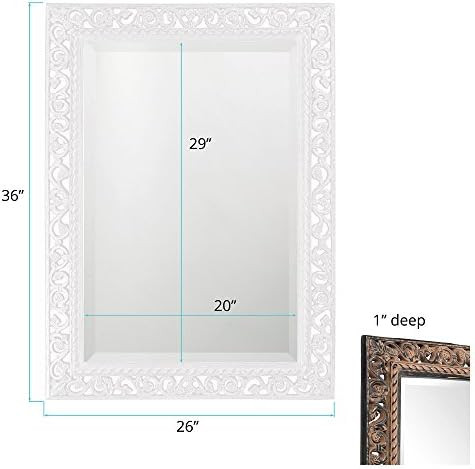 Howard Elliott 6041W Bristol Rectangular Wall Mirror, Scroll Design, Glossy White | Amazon (US)