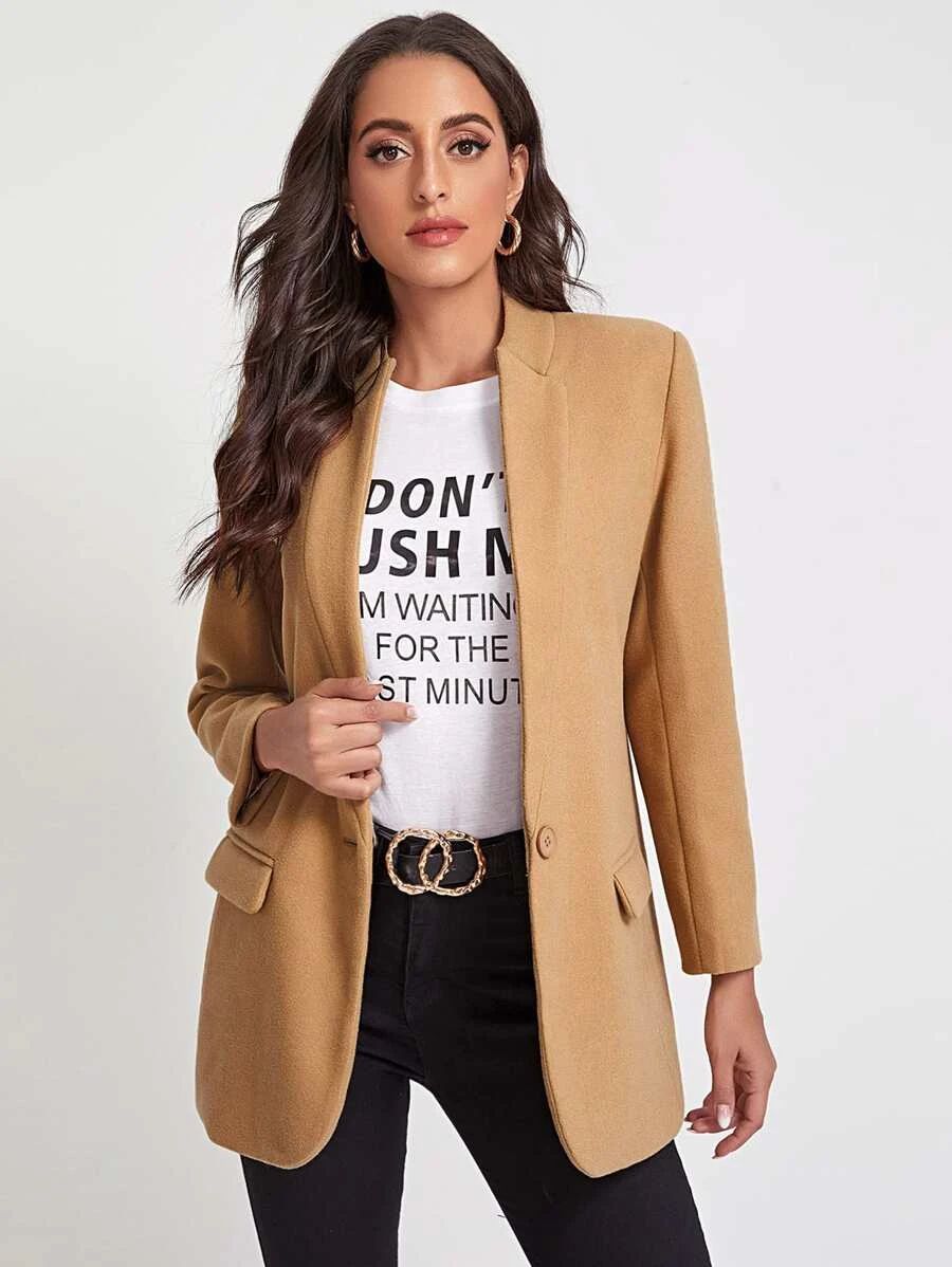 SHEIN Single Button Solid Blazer | SHEIN