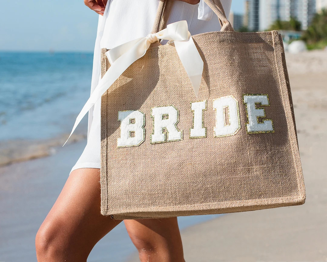 Bride Bag Beach Bag Bridesmaid Tote Bag Bachelorette Gift Bag With Name Large Beach Tote Custom G... | Etsy (US)
