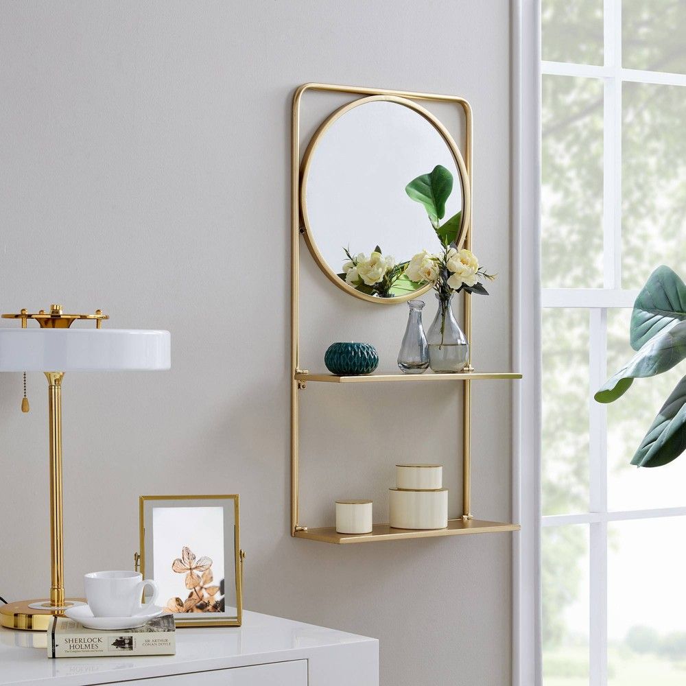 Pharmacy Mirror with Shelves Gold - FirsTime | Target