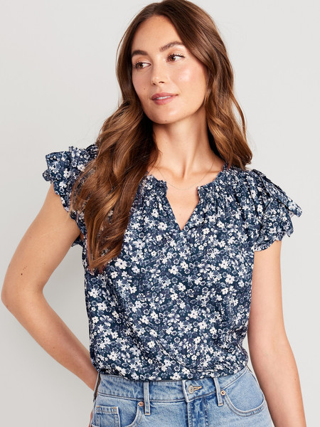 Sleeveless Ruffle-Trim Smocked Top for Women | Old Navy (US)