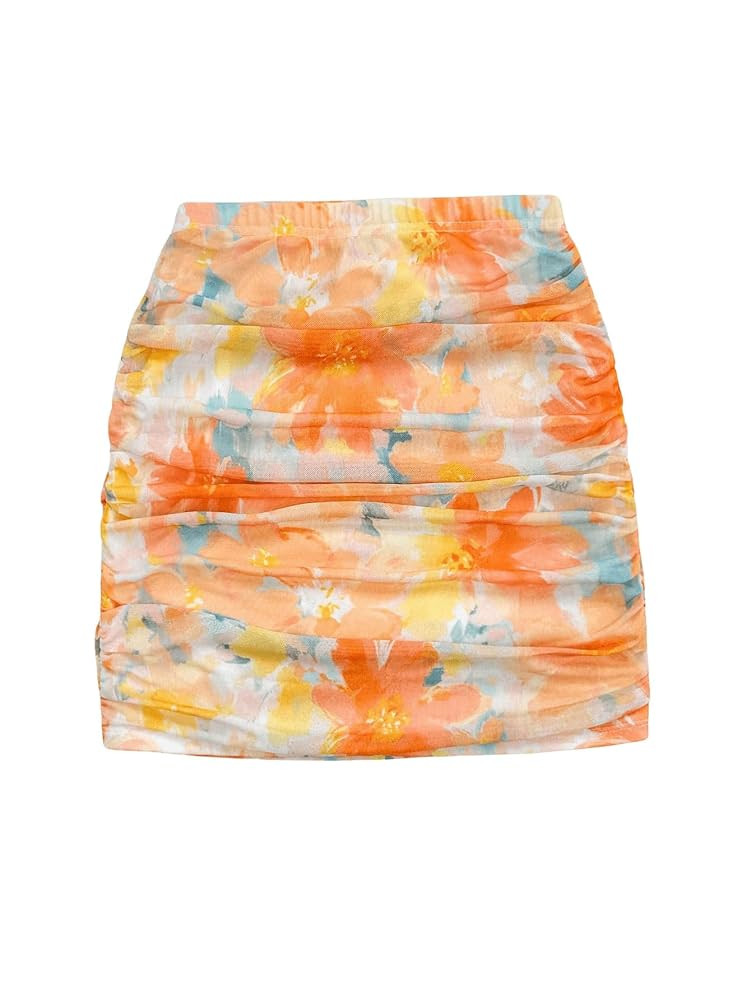 Floerns Women's Stretchy Elastic Waist Print Boho Mini Skirt | Amazon (US)