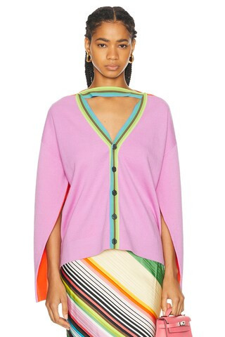 Christopher John Rogers Convertible Colorblock Cardigan in Lavender,Orange | FWRD 