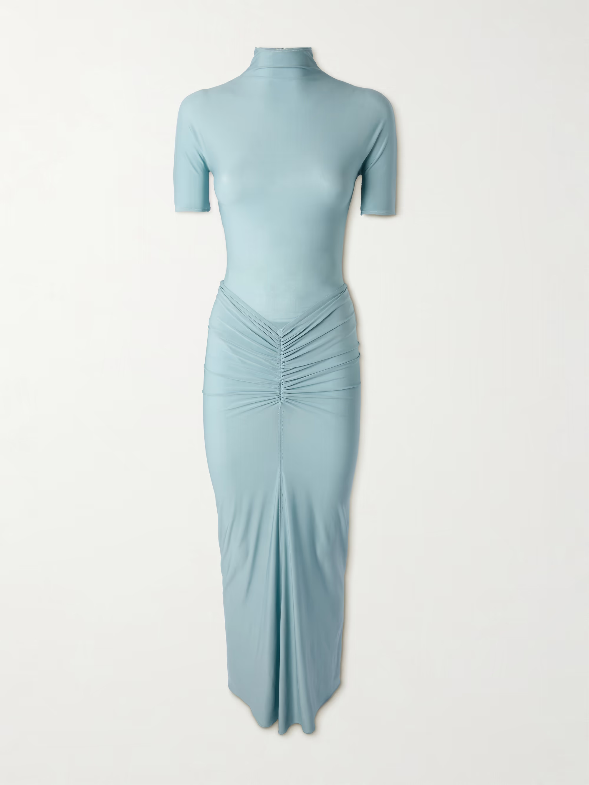 ALAÏA Ruched stretch-jersey midi dress | NET-A-PORTER (UK & EU)
