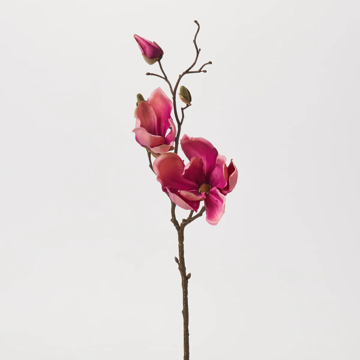 Fuchsia Magnolia Blossom & Bud Multiple Blooming Branch Stem Spray - 19" | Darby Creek Trading