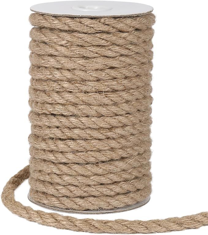 Tenn Well 8mm Jute Rope, 50 Feet Heavy Duty and Thick Twine Rope for Crafts, Gardening, Cat Scrat... | Amazon (US)