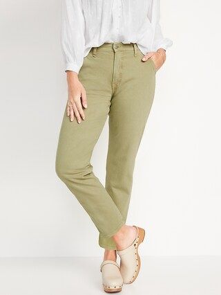 Curvy Extra High-Waisted Button-Fly Sky-Hi Straight Pop-Color Workwear Jeans for Women | Old Navy (US)