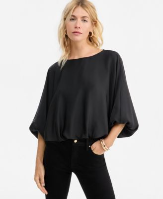 Women's Elbow-Sleeve Bubble Boat Neck Blouse, Macy's Exclusive | Macy's