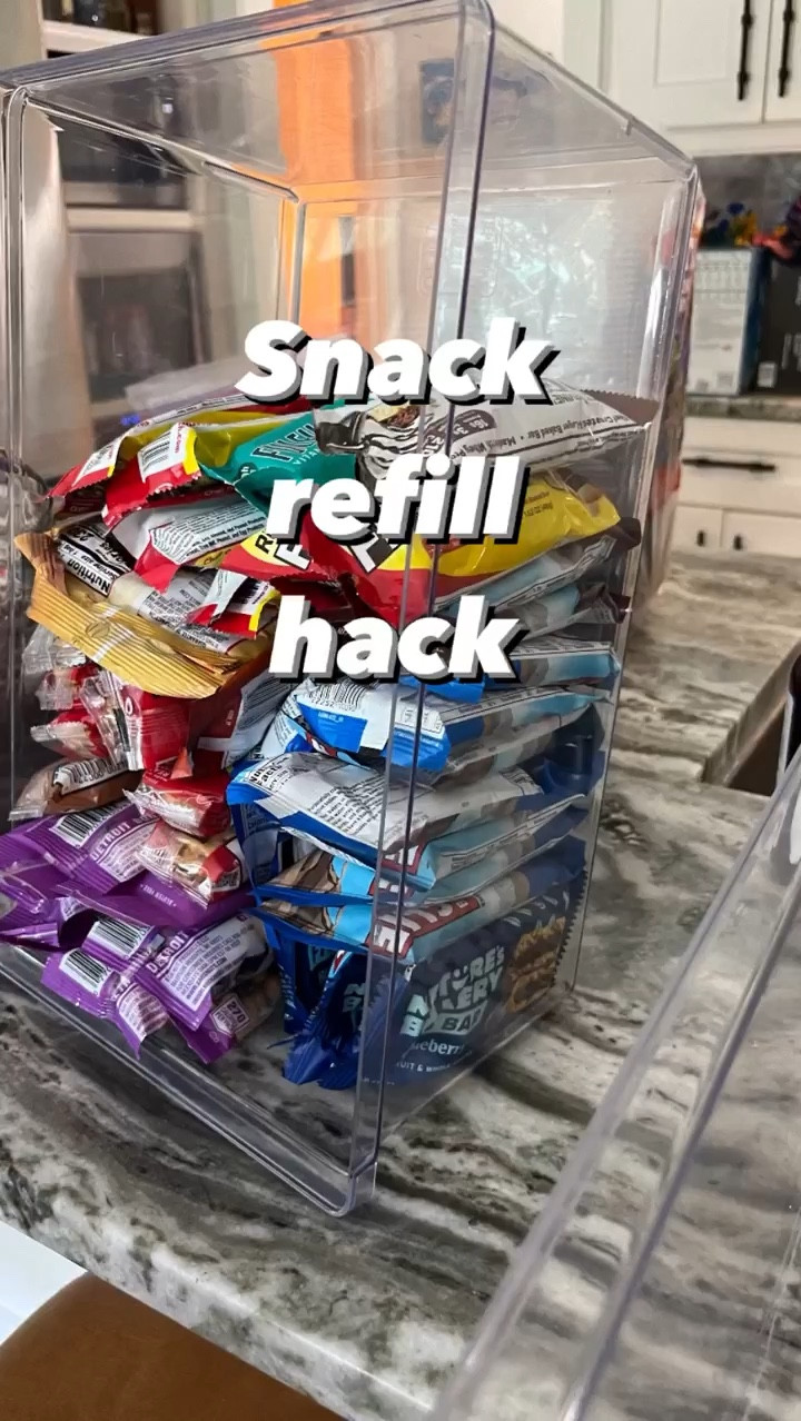 Best stack hack! When replacing your snack bin - I like to put it on its side facing up. It’s easier to load that way. Give it a try!