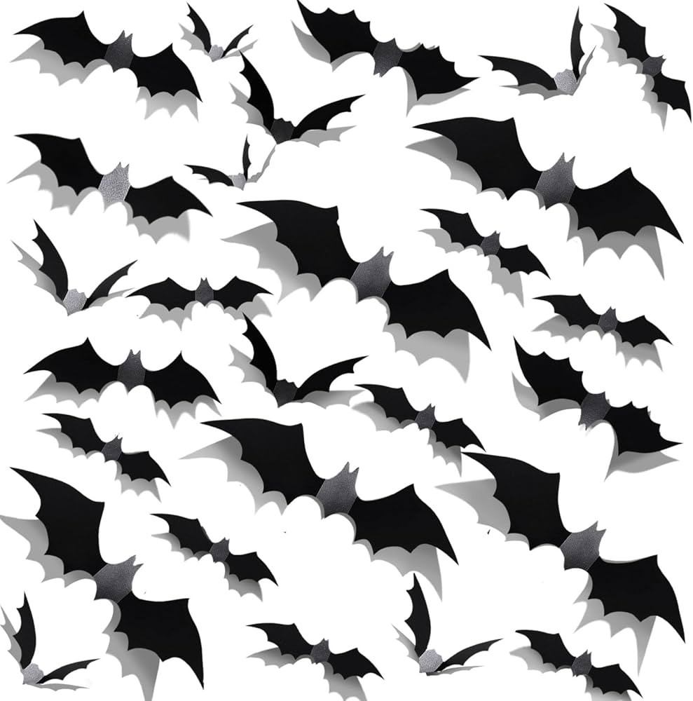 120PCS Halloween Decorations Bats, 3D Black Scary Bat Wall Decor Halloween Party Supplies, Realis... | Amazon (US)
