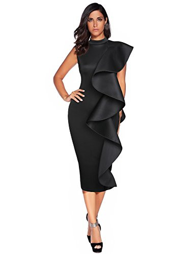 High Neck Dress with Ruffle for Formal Event Midi Celebration Party Dress for Women | Amazon (US)