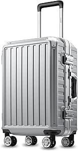 LUGGEX Carry On Luggage with Aluminum Frame, 36L Polycarbonate Zipperless Luggage with Wheels, Si... | Amazon (US)