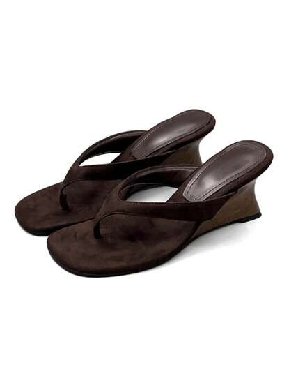 New Summer Wedge Heel Flip Flops, 8cm High Heel Casual Thong Sandals For Women | SHEIN