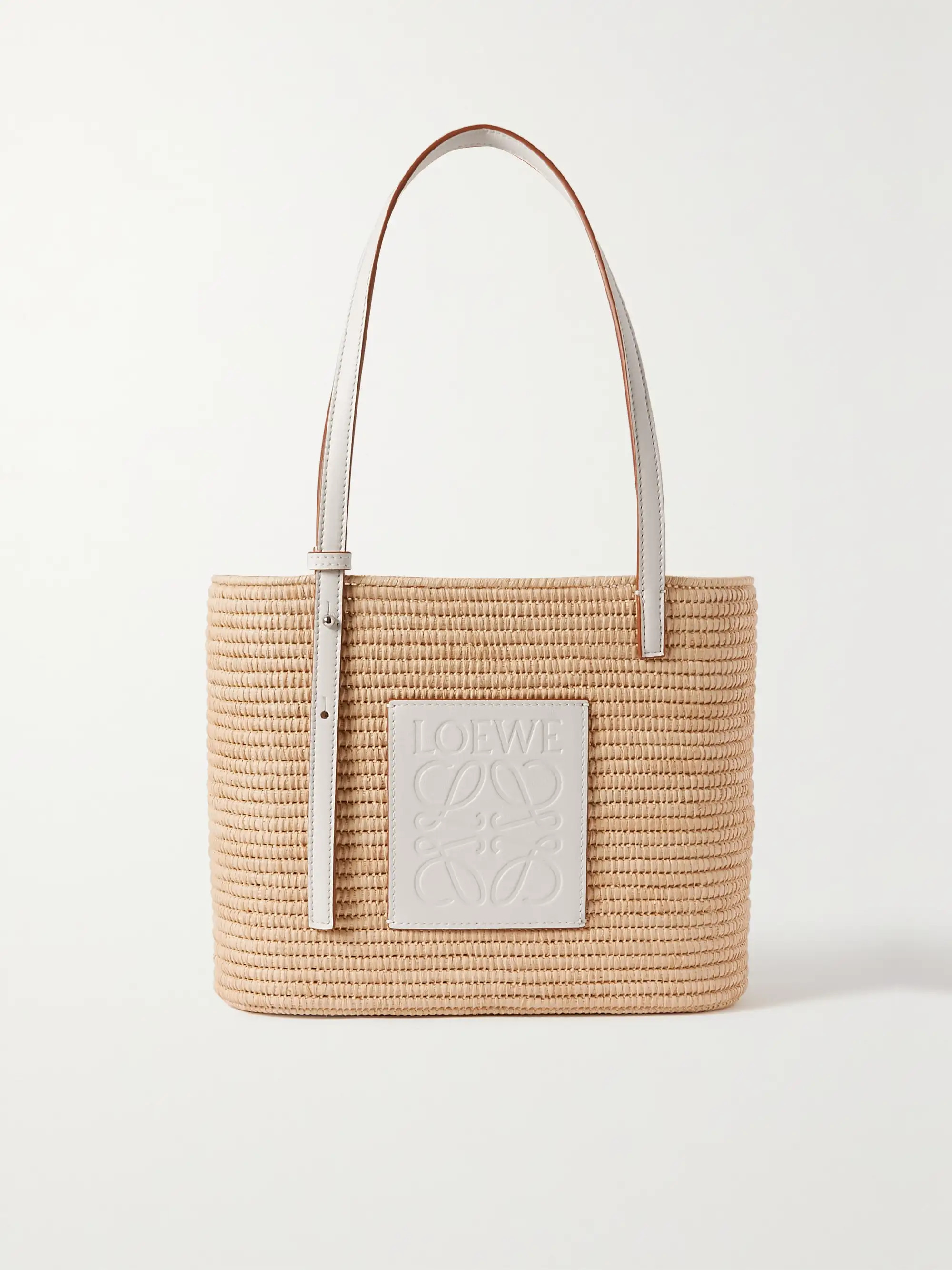 + Paula's Ibiza small leather-trimmed woven raffia tote | NET-A-PORTER (US)