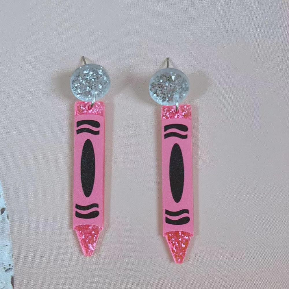 Teacher Appreciation Earrings Cute Funny Pencil Crayon Acrylic Lightweight Dangle Drop Earrings f... | Amazon (US)