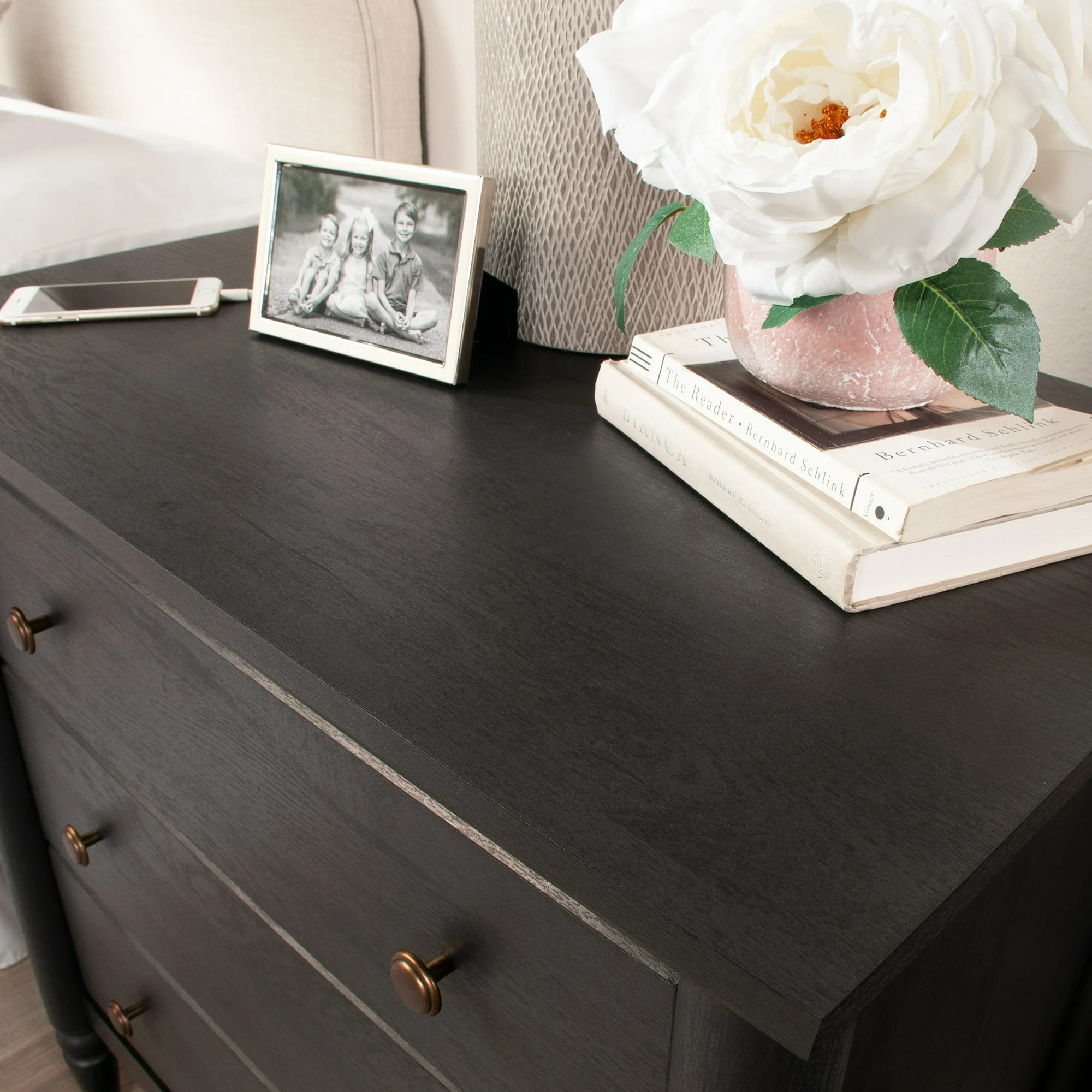 My Texas House Monroe 3 Drawer Nightstand with USB, Raven Black Oak Finish | Walmart (US)