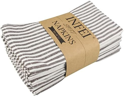 Plain Striped Cotton Linen Blended Dinner Cloth Napkins - Set of 12 (40 x 30 cm) - for Events & H... | Amazon (US)