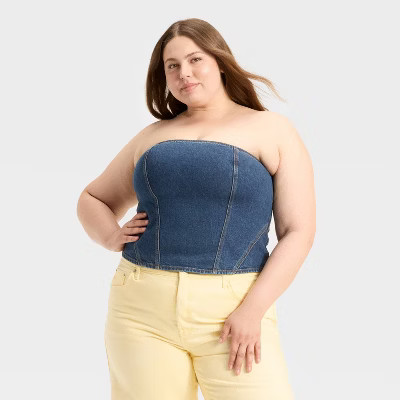 Women's Denim Corset Tube Top - Universal Thread™ | Target