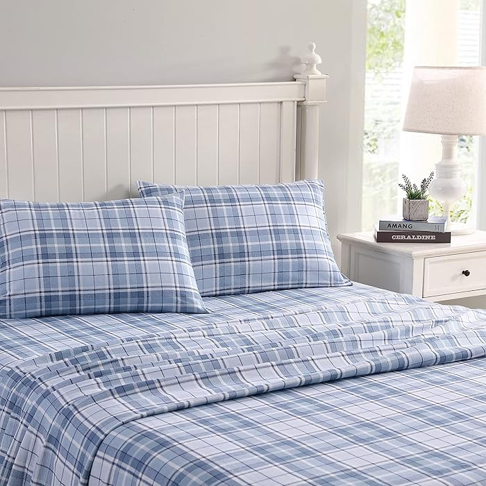Laura Ashley - Flannel Sheets King Size, Anti-Pilling & Wrinkle Resistant Cotton, Touchably Soft ... | Amazon (US)