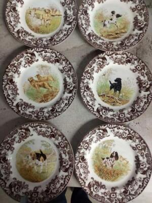 Spode Woodland Set Of 6 Dinner Plates- 6 Different Dog Designs  | eBay | eBay US