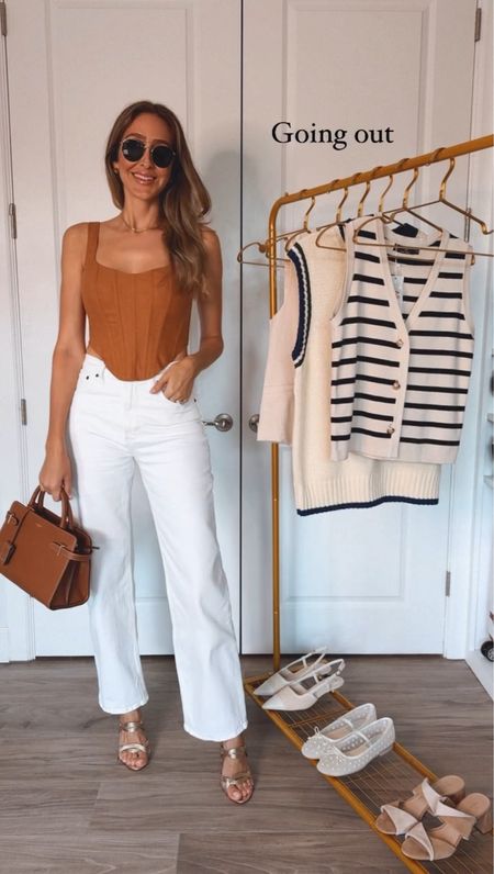 How to style white denim - going out 
I am wearing a size 27 on pants and size small on tops 
Everything runs tts 
Comfortable, chic and beautiful outfits 


#LTKstyletip #LTKSeasonal #LTKU