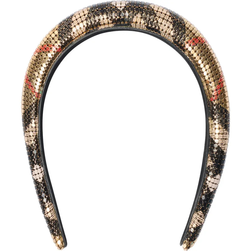 burberry Check Padded Metallic Mesh Headband in Sand Ip Check at Nordstrom | Nordstrom