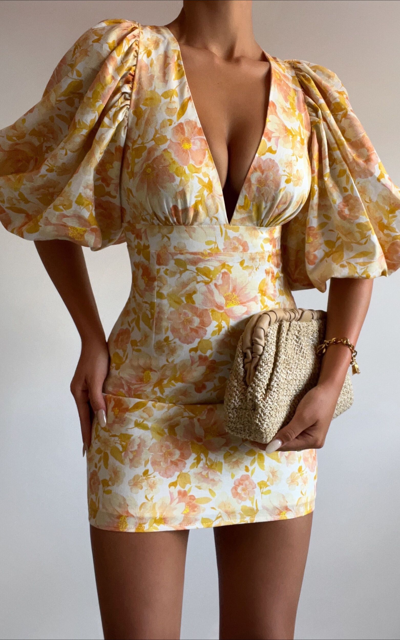 Amalie The Label - Rathia Puff Sleeve Open Back Mini Dress in Sierra Floral | Showpo (US, UK & Europe)