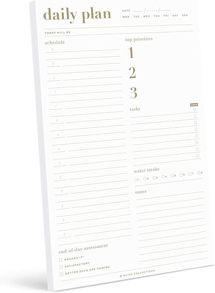 Bliss Collections Daily Planner, Metallic Gold Calendar, Scheduler, Productivity Tracker for Orga... | Amazon (US)