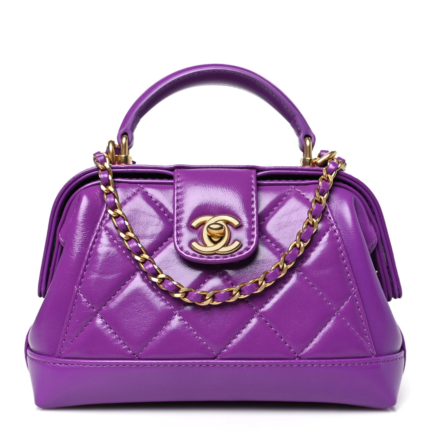 Chanel Shiny Lambskin Quilted Mini Cocodoc Top Handle Bag Purple 1706300 | FASHIONPHILE (US)