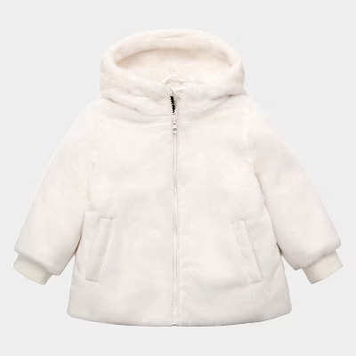 Rokka&Rolla Toddler Little Girls' Fleece Faux Fur Jacket-Ivory, size 4T | Target