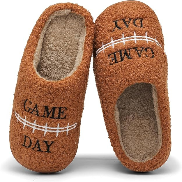 INMINPIN Women Men Ball Sports Slippers Soft Curly Plush House Shoes Cozy Bedroom Slippers Indoor... | Amazon (US)