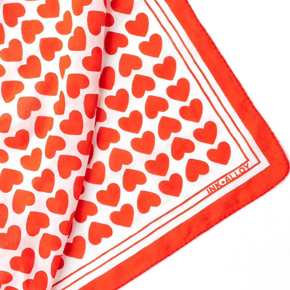 Olivia Square Scarf Heart Print | INK+ALLOY