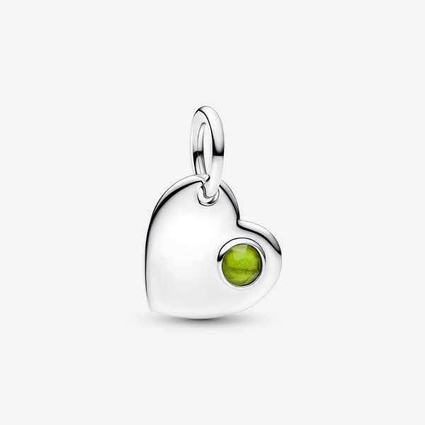 Pandora August Engravable Heart Spring Green Stone Dangle Charm | Pandora US