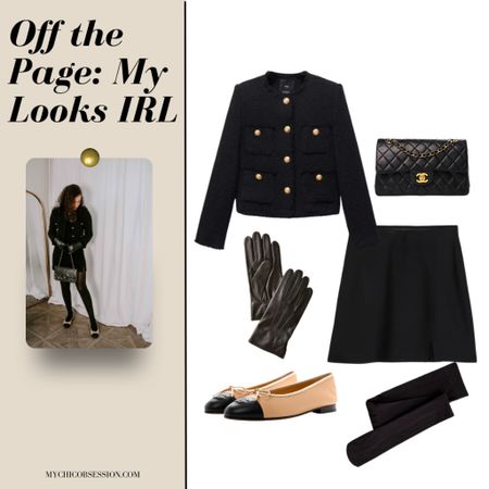 In need of a classic outfit idea? Get inspired by this outfit collage come to life.  This tweed inspired jacket is Mango’s current season version. The H&M skirt is very simple, but versatile too. Linking to similar shoes, gloves, and tights because mine are old or out of stock!  

#LTKshoecrush #LTKstyletip #LTKSeasonal