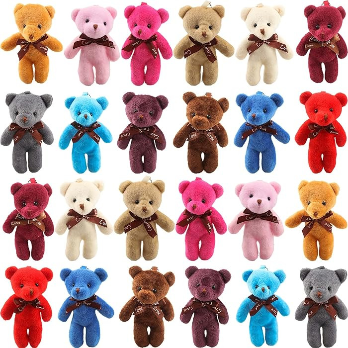 36 Packs 4.7 Inch Mini Teddy Bear Toy Plush Stuffed Bear Doll for Keychain Craft DIY Accessory Bi... | Amazon (US)