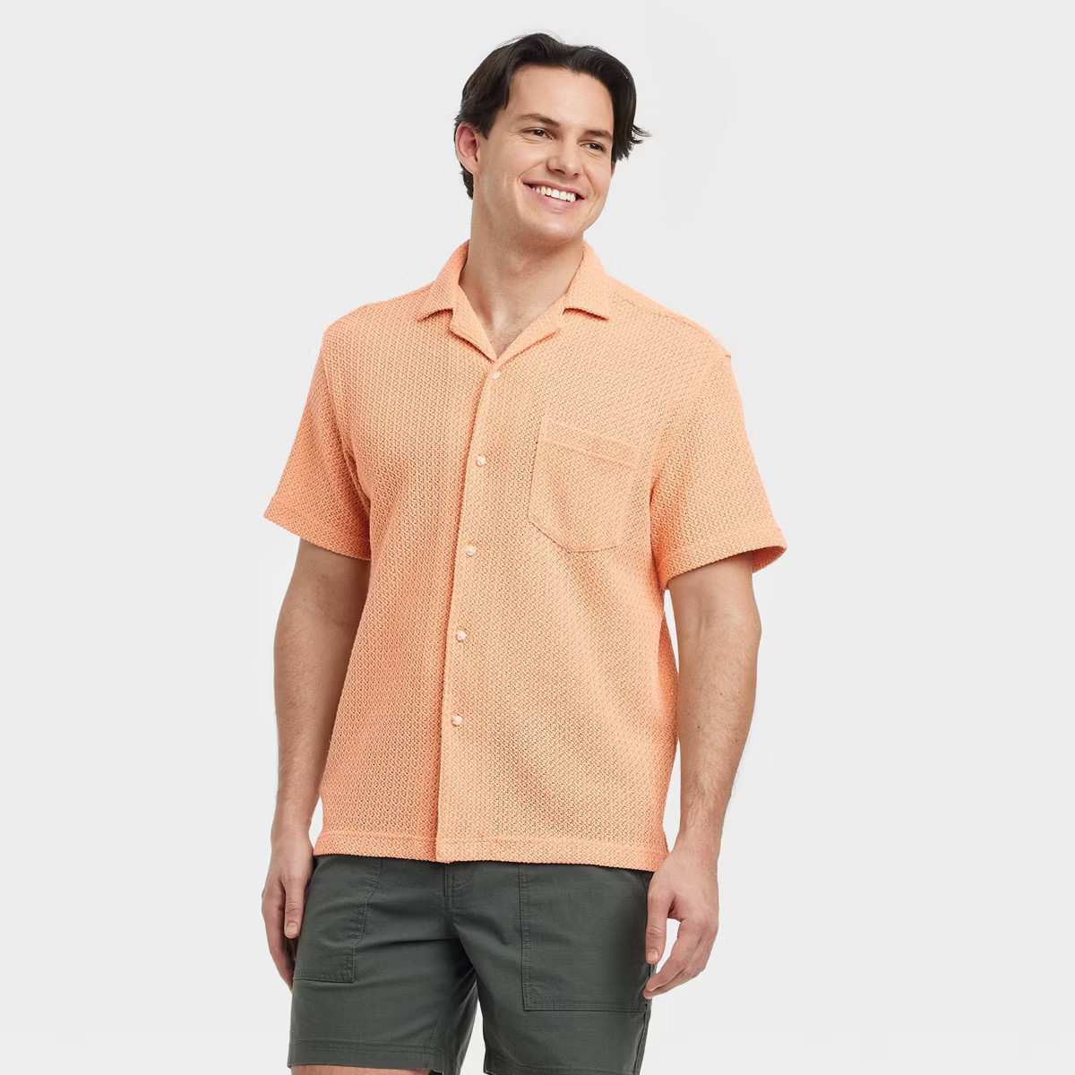 Men's Short Sleeve Crochet Camp Shirt - Goodfellow & Co™ | Target