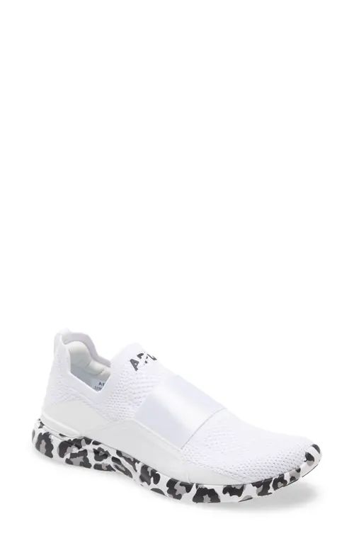 APL TechLoom Bliss Knit Running Shoe in White /Black /Leopard at Nordstrom, Size 9.5 | Nordstrom