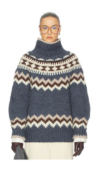Helsa Asta Fairisle Sweater in Blue. - size S | Revolve Clothing (Global)