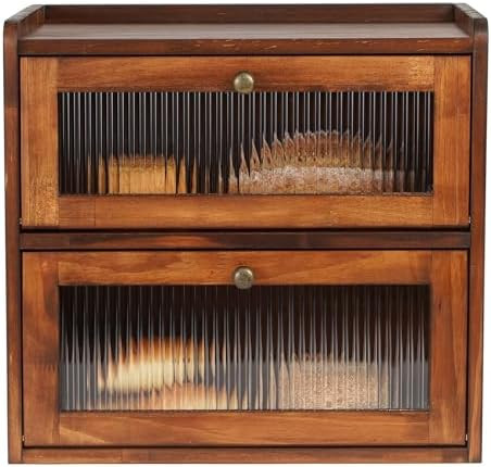 Sunhoo Bread Box for Kitchen Countertop Wooden Bread Storage Container Bin 2 Layer Breadbox Holde... | Amazon (US)