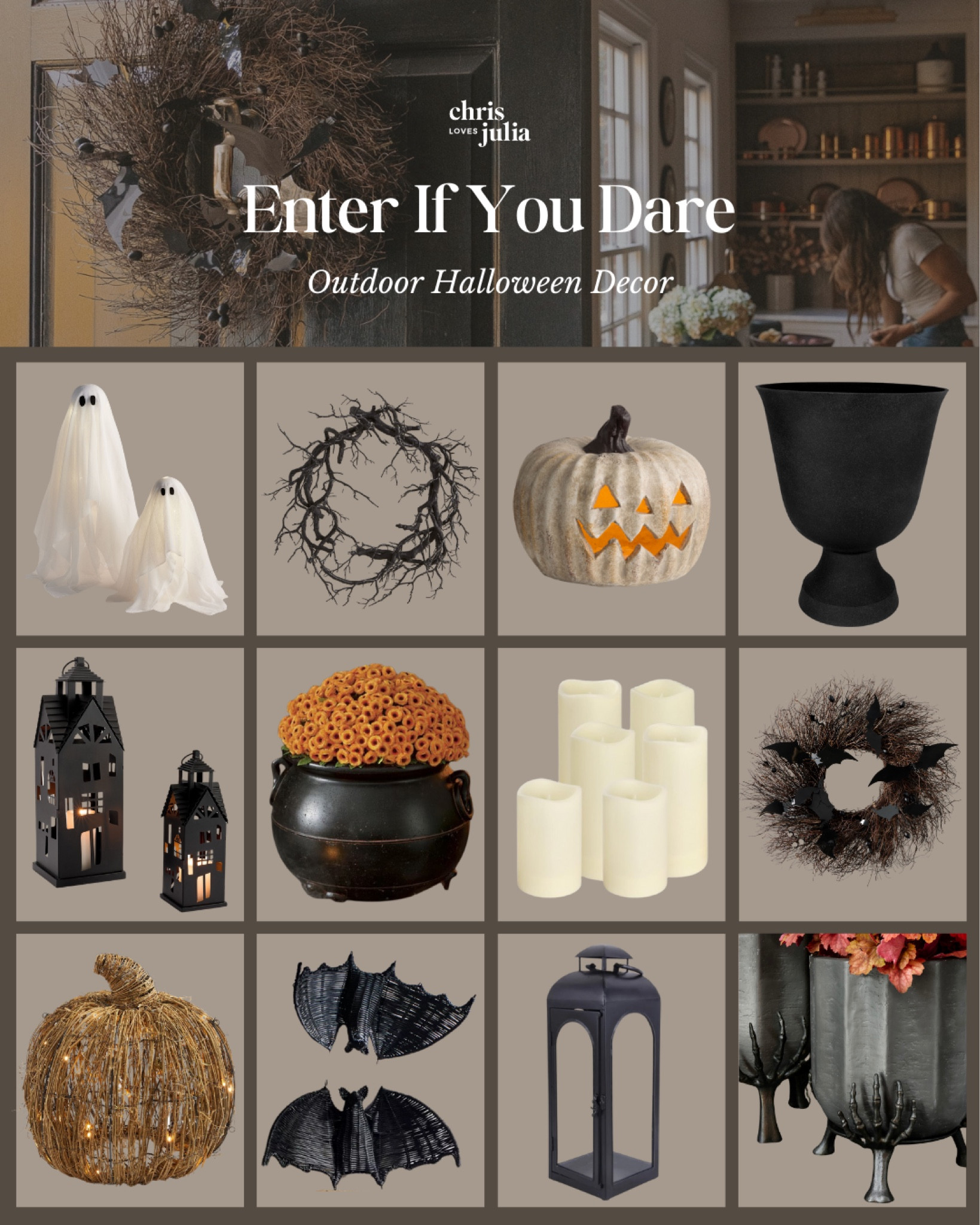 I love to decorate my front porch for Halloween with some classic and not-so-scary decor. Rounded up my favorite outdoor Halloween decor below!

Jack o lanterns, lit ghosts, wreath, planter, lantern, led candle, rattan bats, wicker pumpkinns

#LTKSeasonal #LTKFallSale #LTKHome